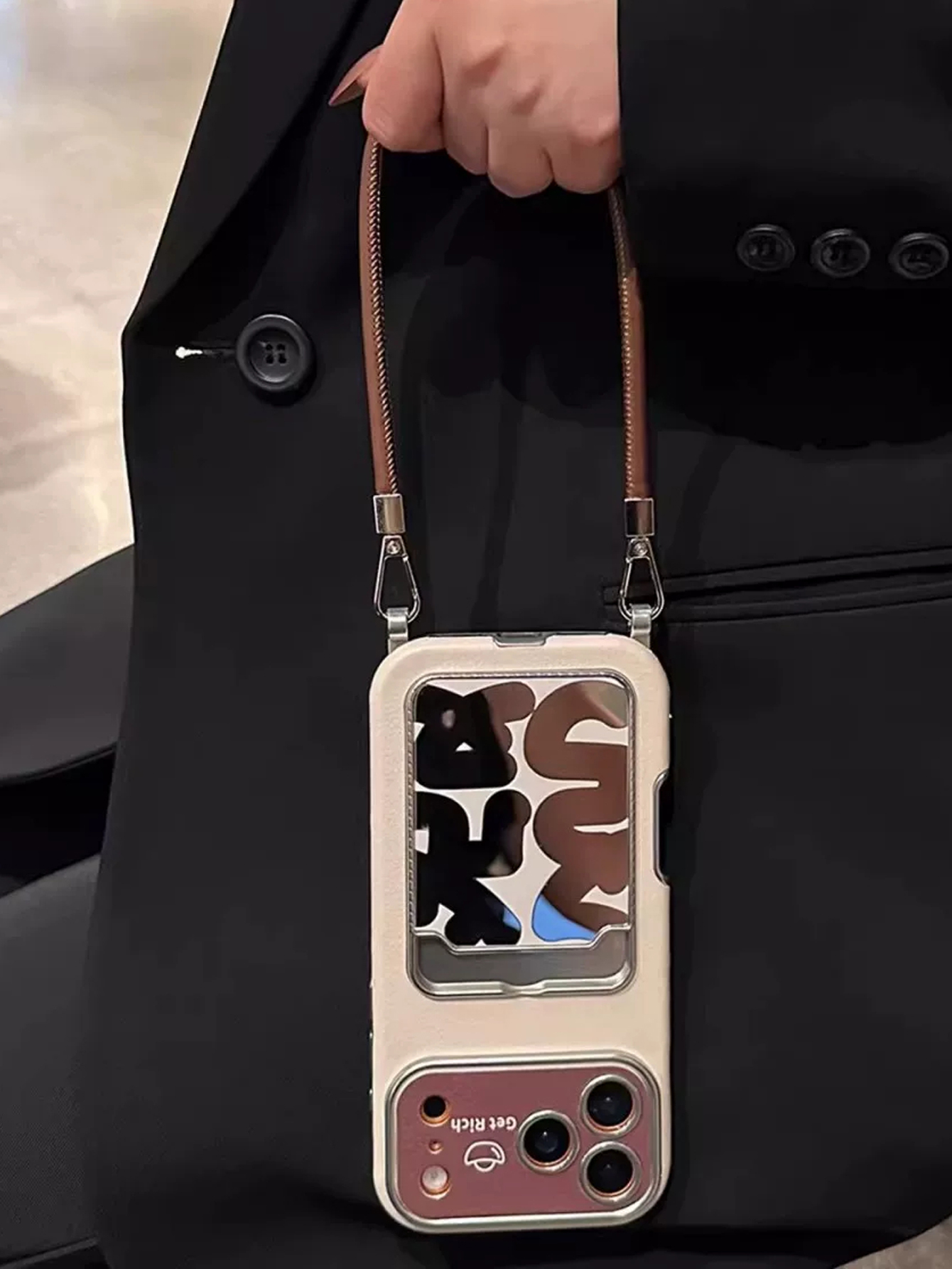 Phone Accessories Case - Luxury Leather Mirror Card Holder Phone