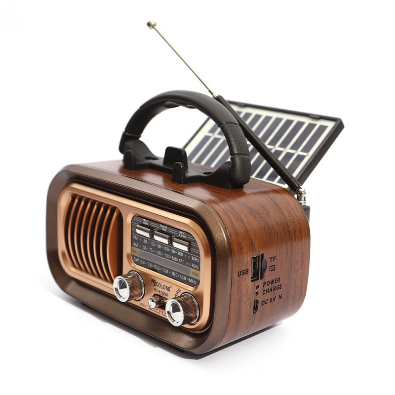 Retro Handset Phone - Mini Wooden Radio With Solar Panel