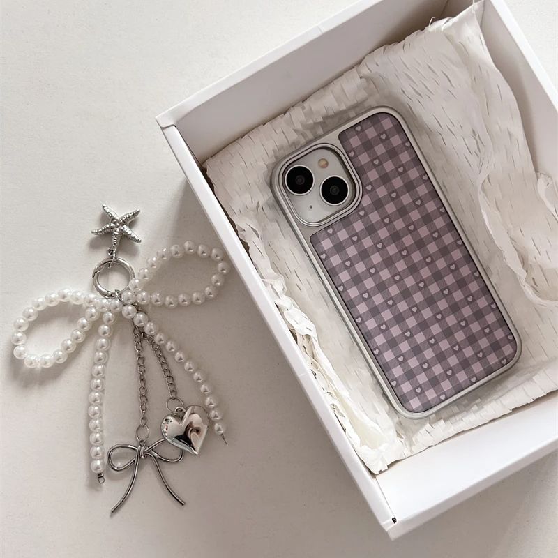 Pink Purple Heart-Shaped Check - Phone Accessories For Girls 评论和价格