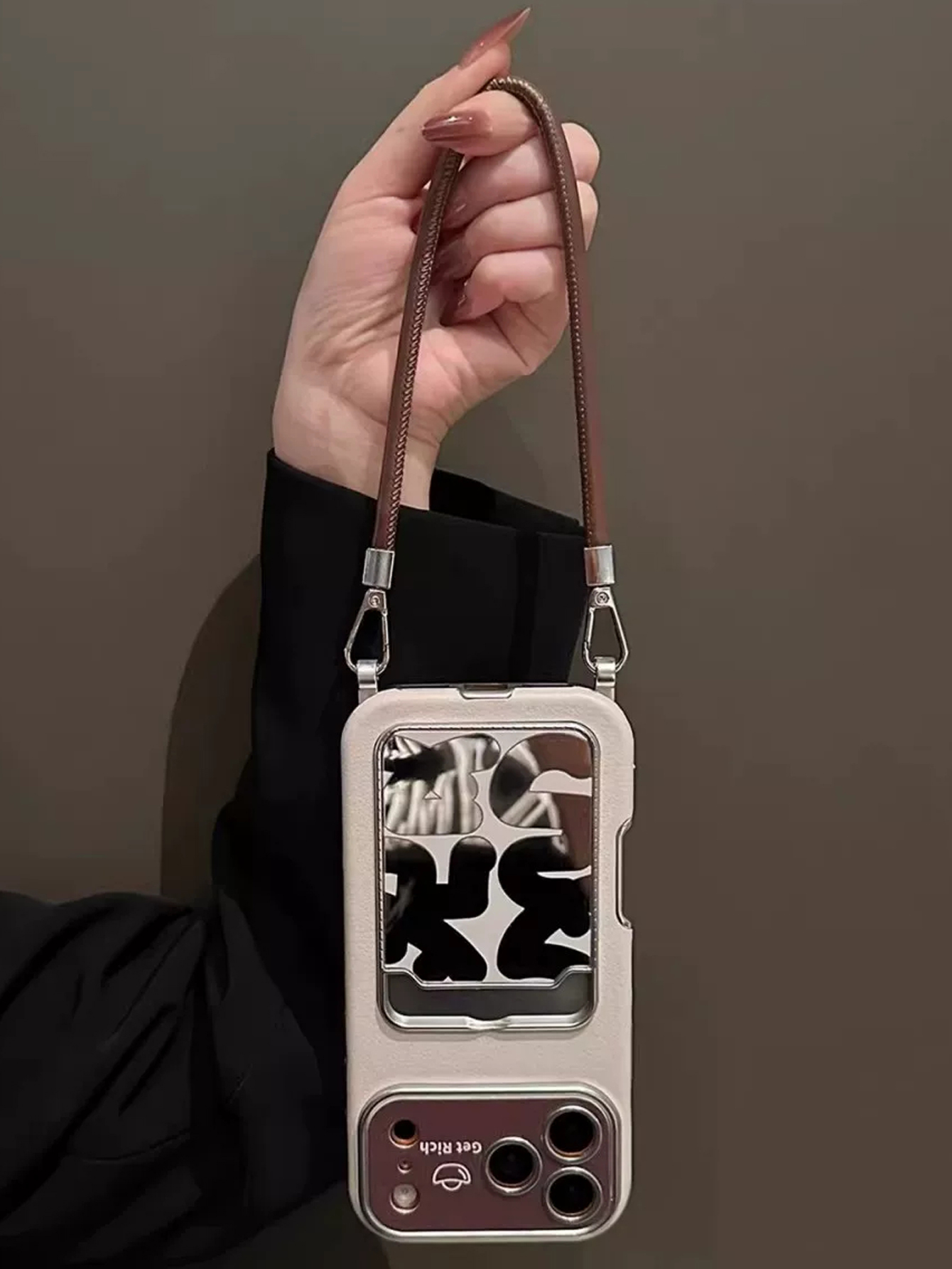 Luxury Leather Mirror Card Hol - Phone Accessories Case 评论和价格