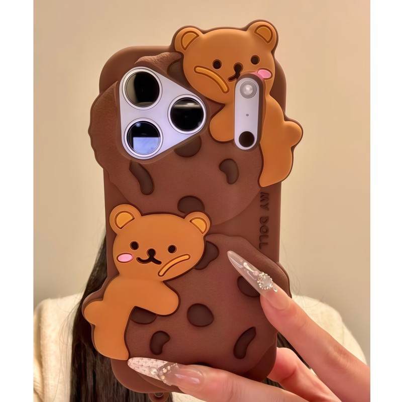 3D Cartoon Kawaii Biscuit Bear - Phone Accessories For Girls 评论和价格