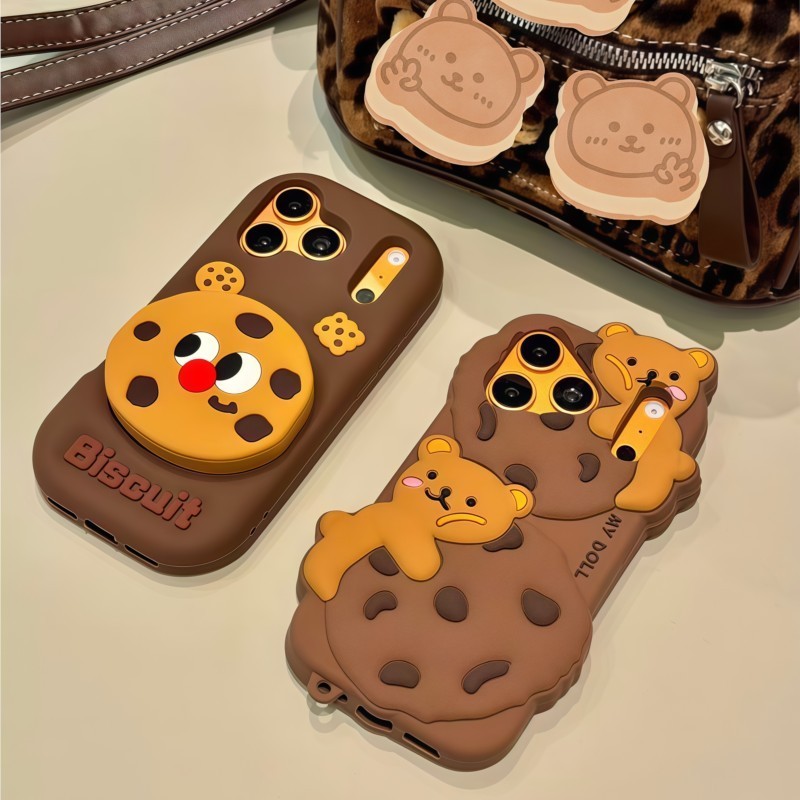 3D Cartoon Kawaii Biscuit Bear - Phone Accessories For Girls 评论和价格