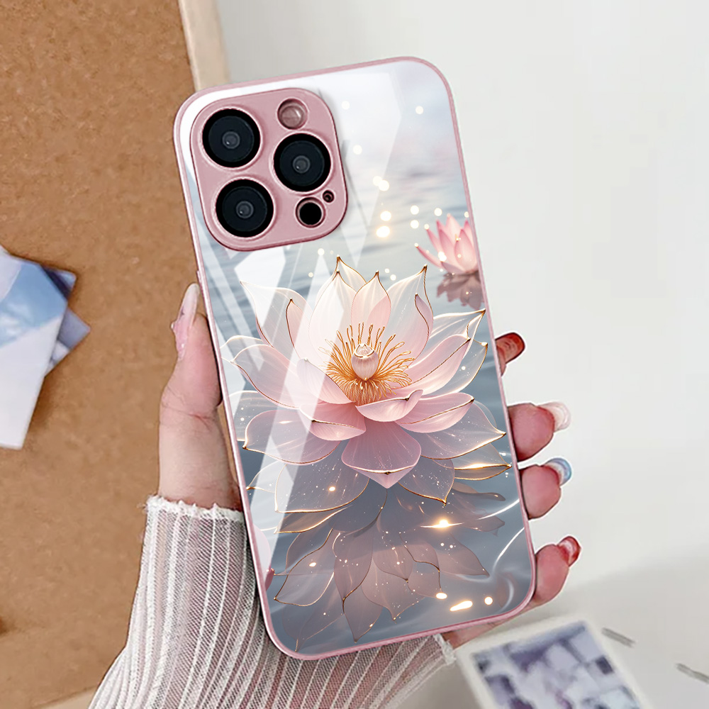 Lotus Flower Phone Case For iP - Tempered Glass Screen 评论和价格